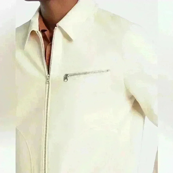 New Express men’s Cream Zip Jacket in Pine Natural  SIZE S - Picture 4 of 6